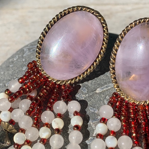 Vintage | Clip Beaded Earrings - Picture 3 of 14